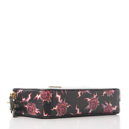 Prada X UNIVERSAL STUDIOS Saffiano Frankenstein Rose Mini Double Zip Chain Crossbody Bag Lacca 3 of 9