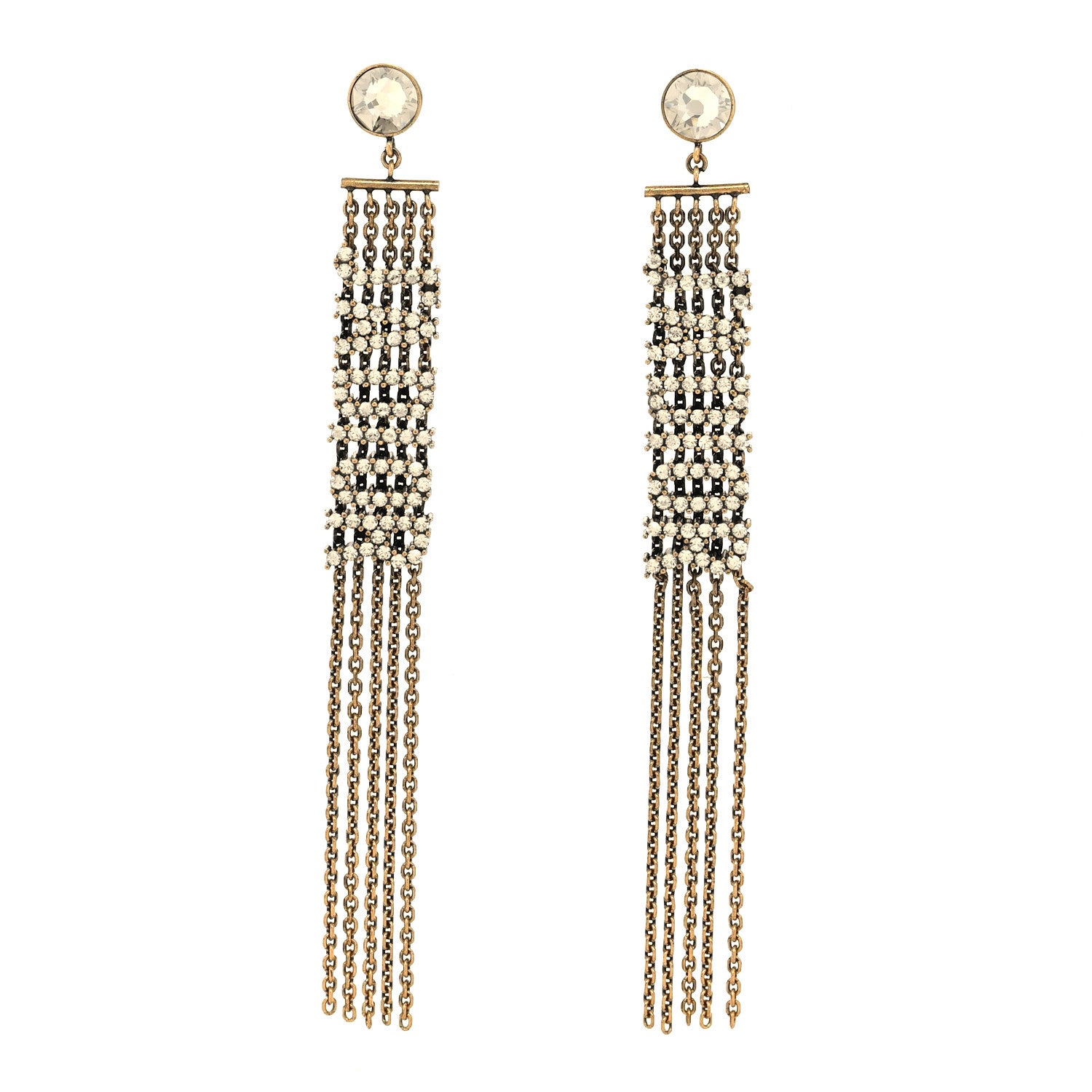 Christian Dior Crystal J'Adior Dangle Chain Earrings Gold 1 of 4