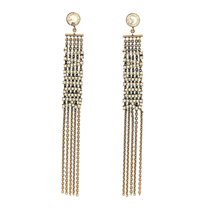 Christian Dior Crystal J'Adior Dangle Chain Earrings Gold 1 of 4