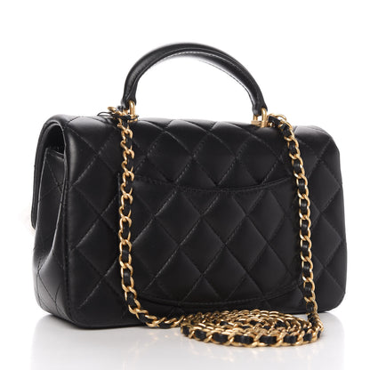 Chanel Lambskin Quilted Mini Top Handle Rectangular Flap Black 3 of 10