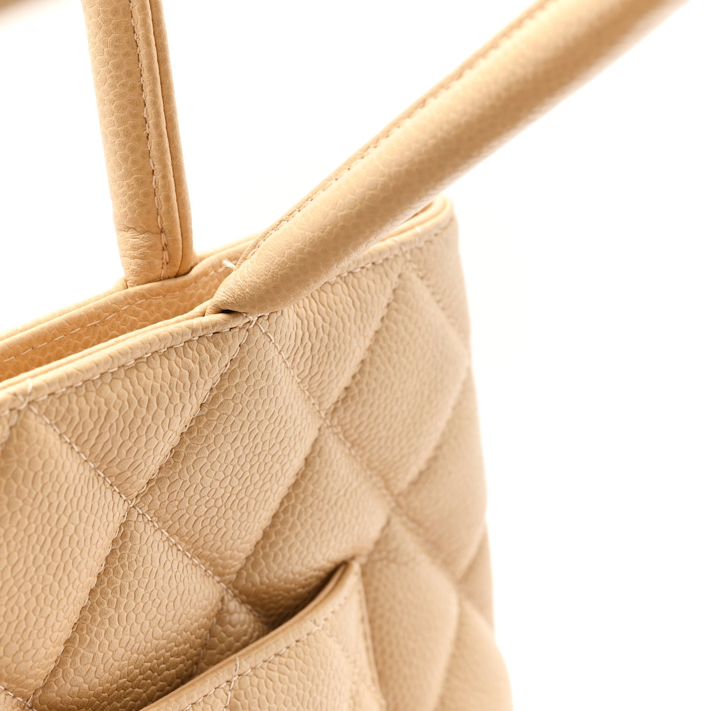 Caviar Quilted Medallion Tote Beige