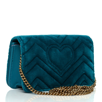 Gucci Velvet Matelasse GG Marmont Mini Bag Pavone Cyan 3 of 9