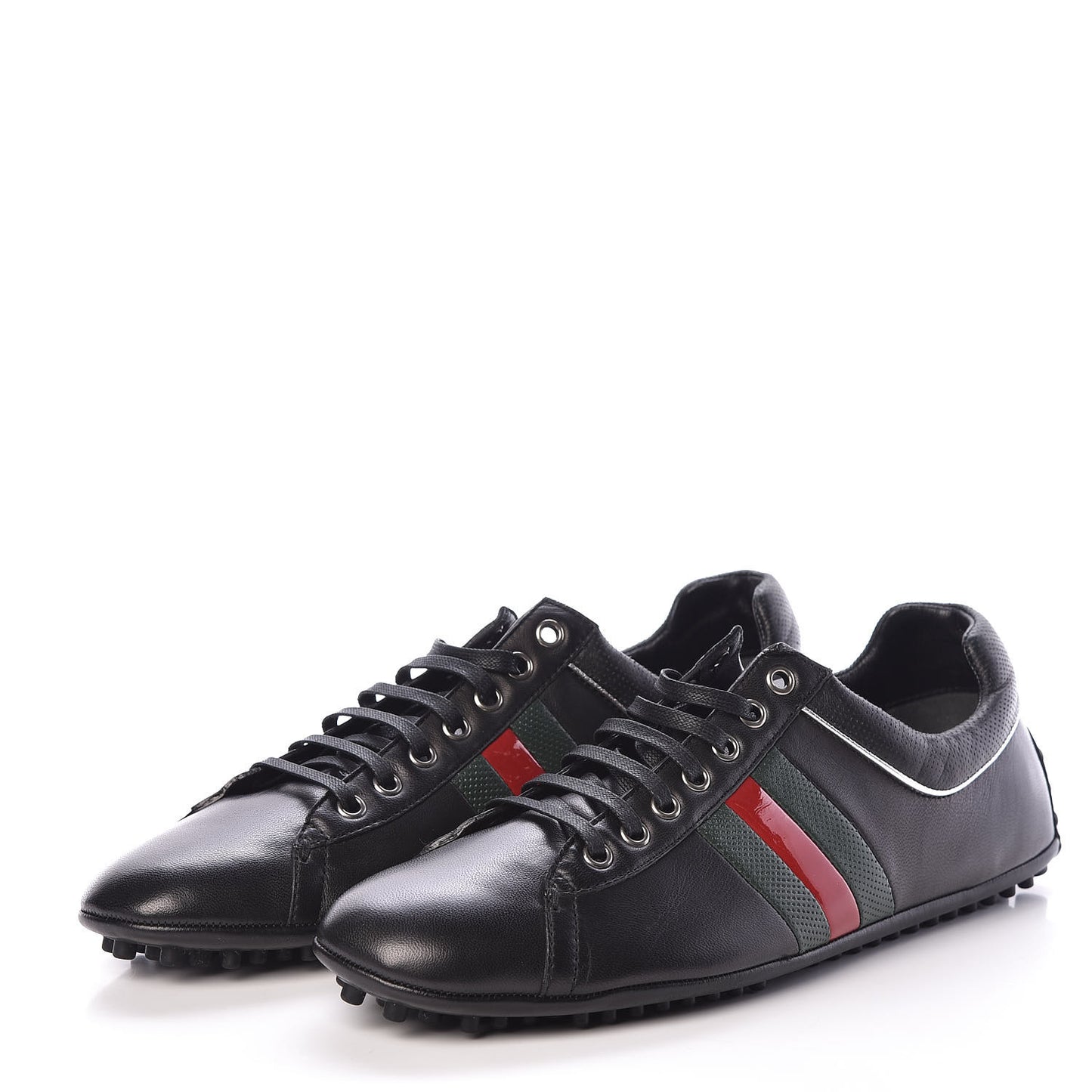 Calfskin Web Mens Lace Up Driver Sneakers 8 Black
