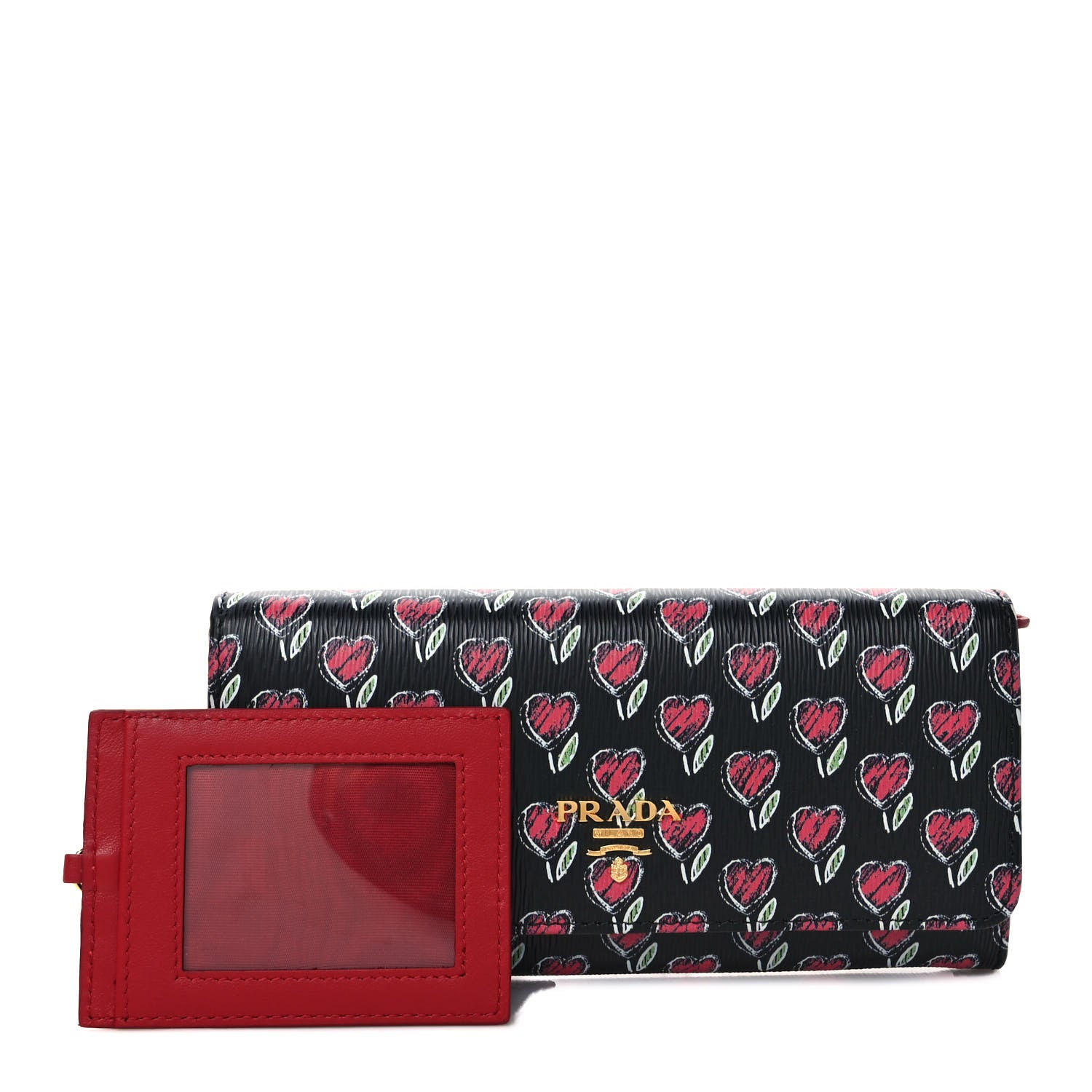Prada Vitello Move Love Continental Flap Travel Wallet Black 7 of 8