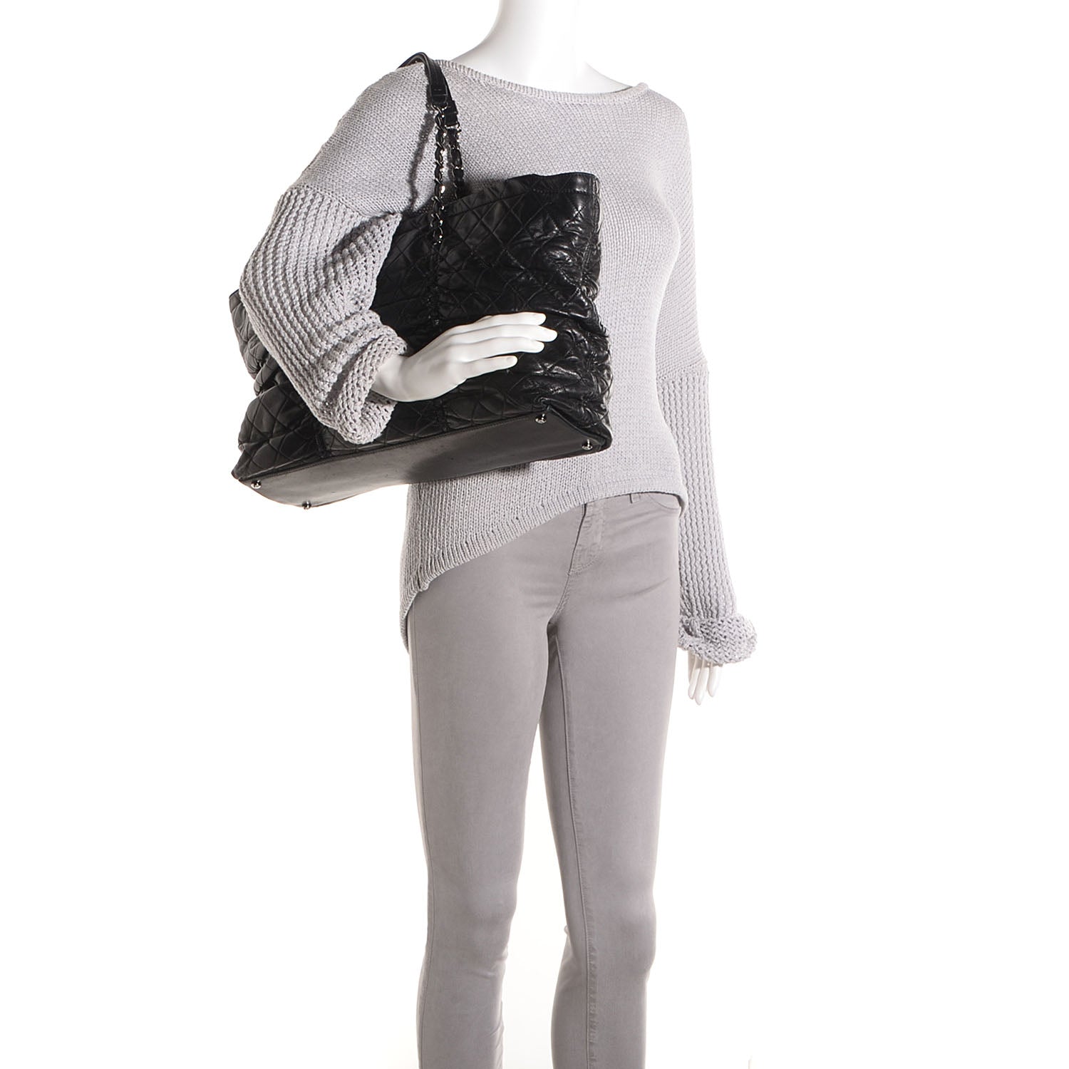 Chanel Lambskin Quilted East West Sharpei Tote Black 2 of 8