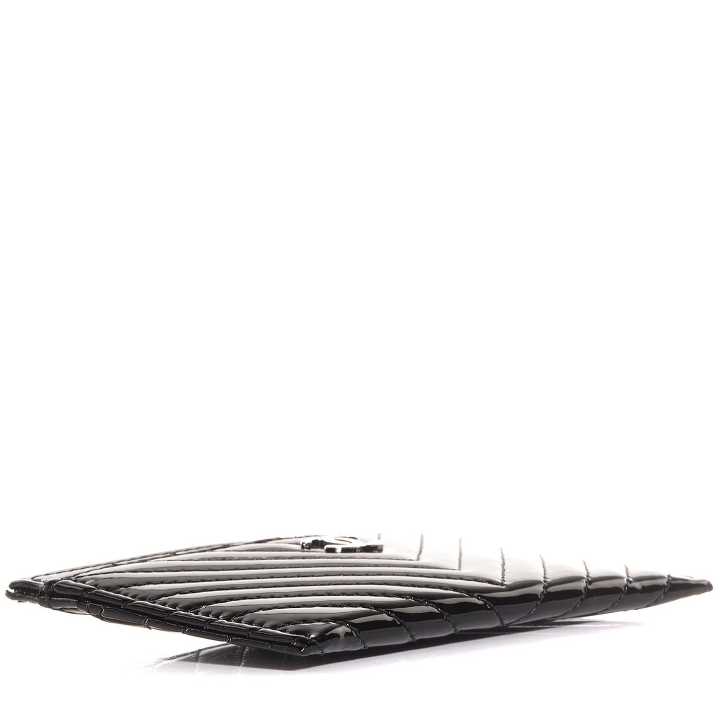 Patent Chevron Card Holder Black
