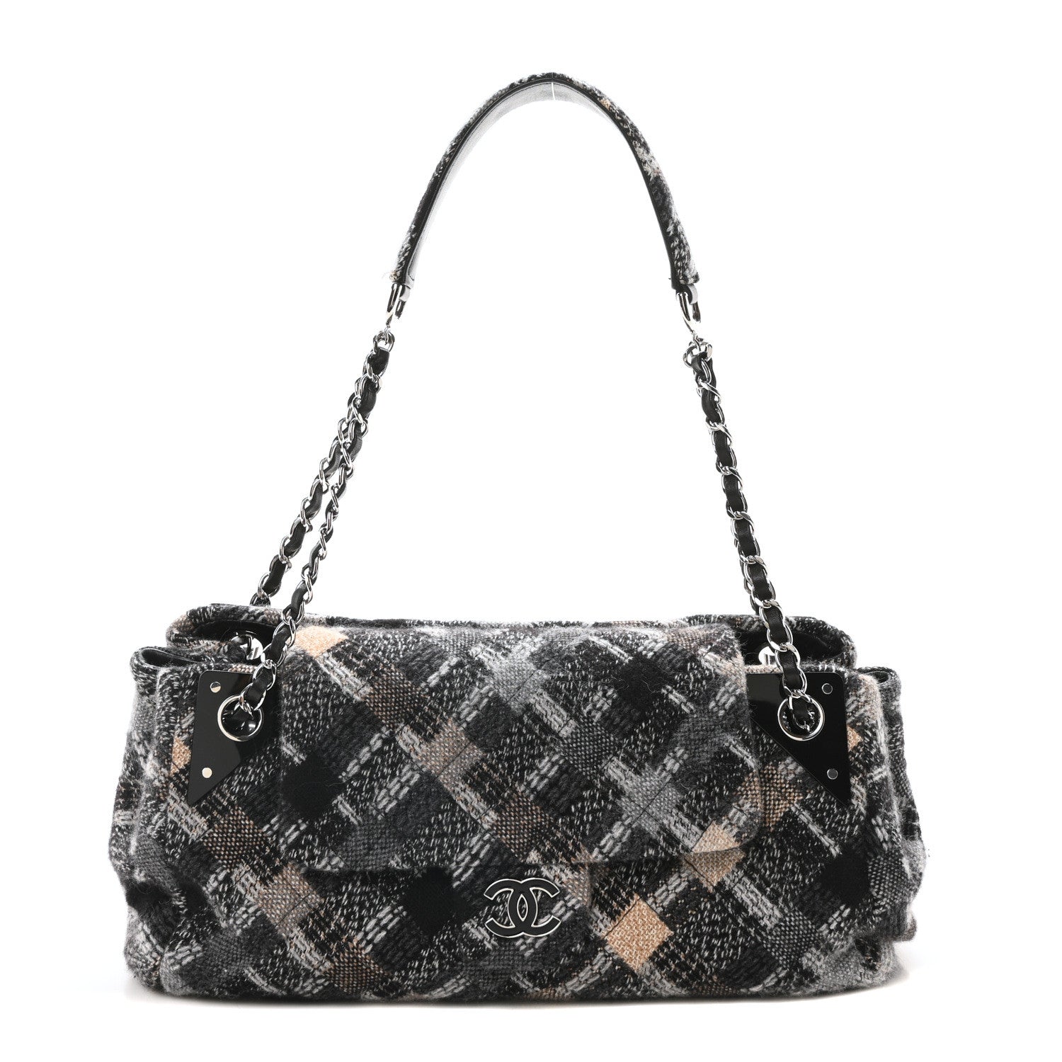 Chanel Tweed East West Flap Black White Beige 1 of 10
