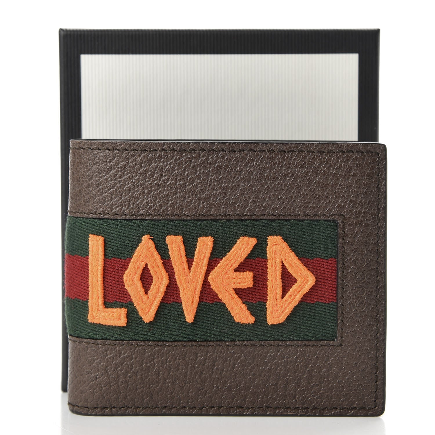 Gucci Calfskin Loved Web Wallet Brown 7 of 7