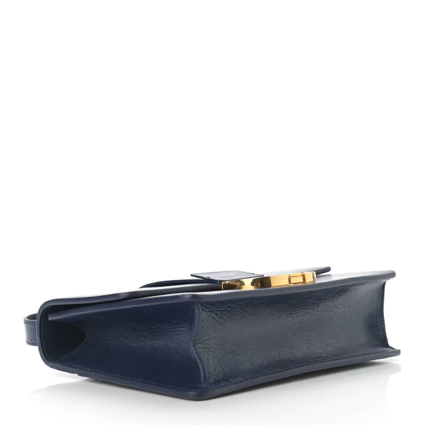 Shiny Crinkled Lambskin 30 Montaigne Flap Bag Indigo
