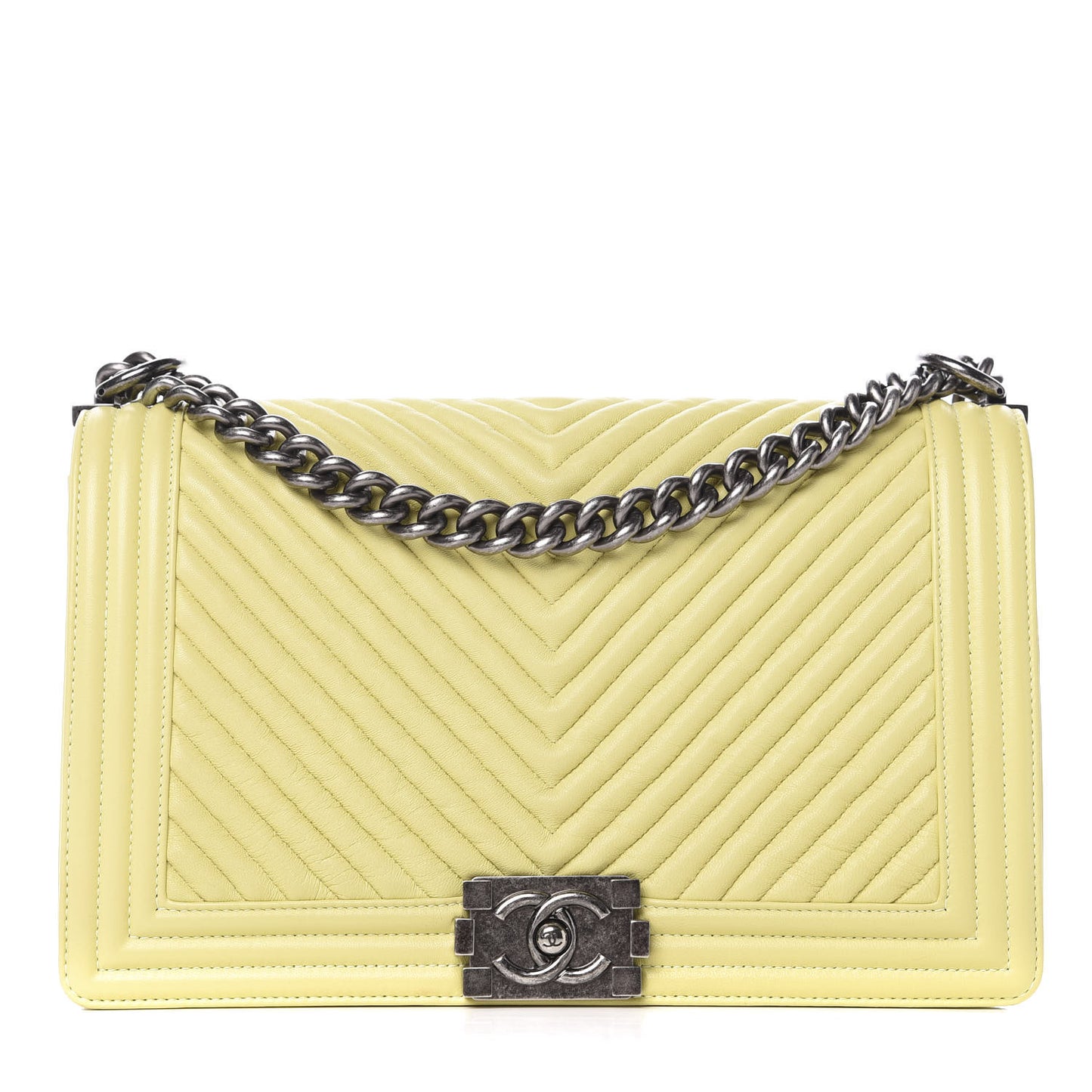 Wrinkled Lambskin Chevron New Medium Boy Flap Yellow