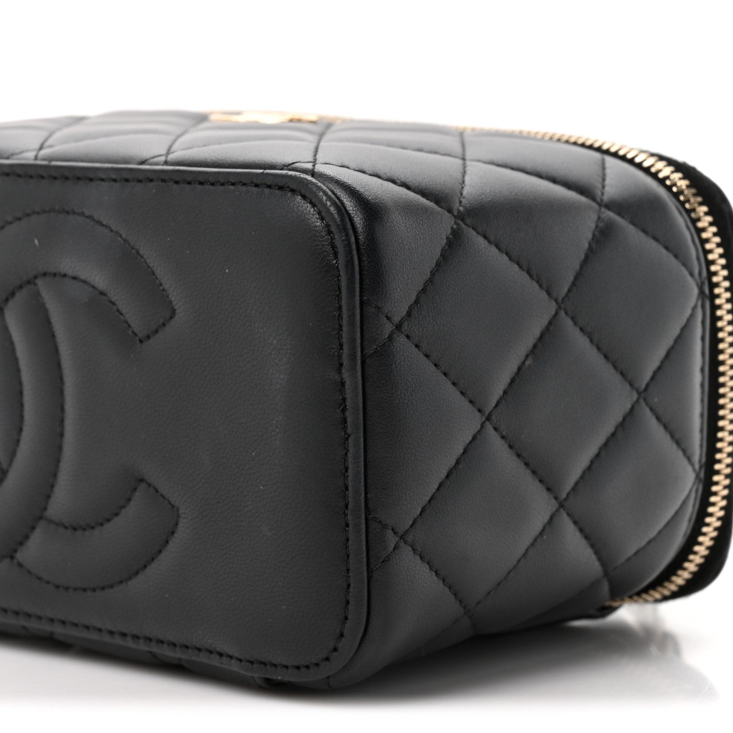 Chanel Lambskin Quilted Small Top Handle Vanity Case With Chain Black 9 of 11
