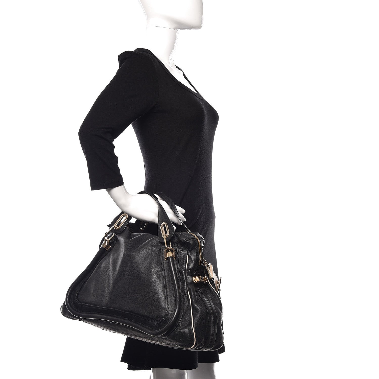 Chloe Calfskin Large Military Paraty Black 3 of 12