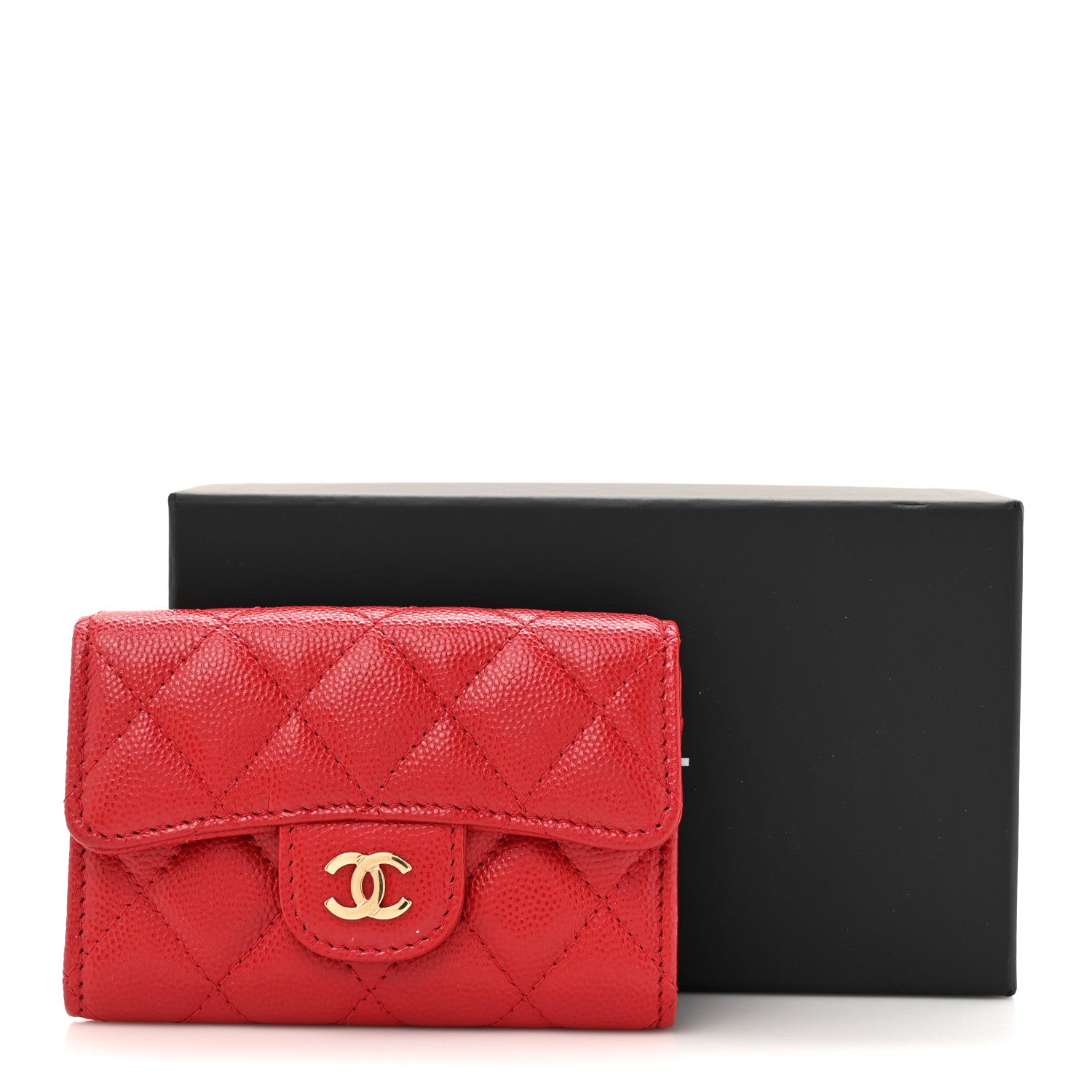 Chanel Caviar Quilted Flap Card Holder Wallet Red 8 of 8