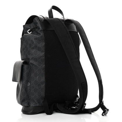 Gucci Soft GG Supreme Monogram Appia Calfskin Web Double Buckle Backpack Black 3 of 15