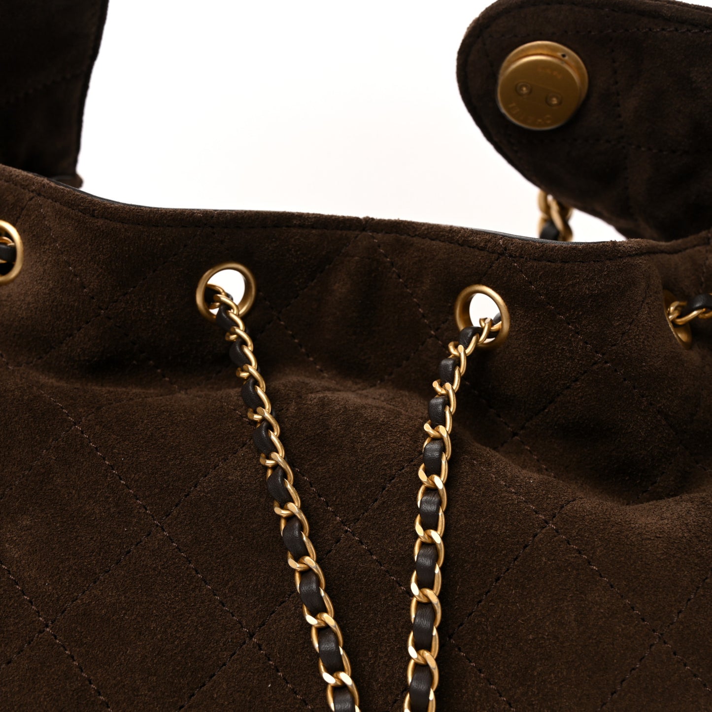 Suede Quilted Medium Chanel 25 Handbag Dark Brown