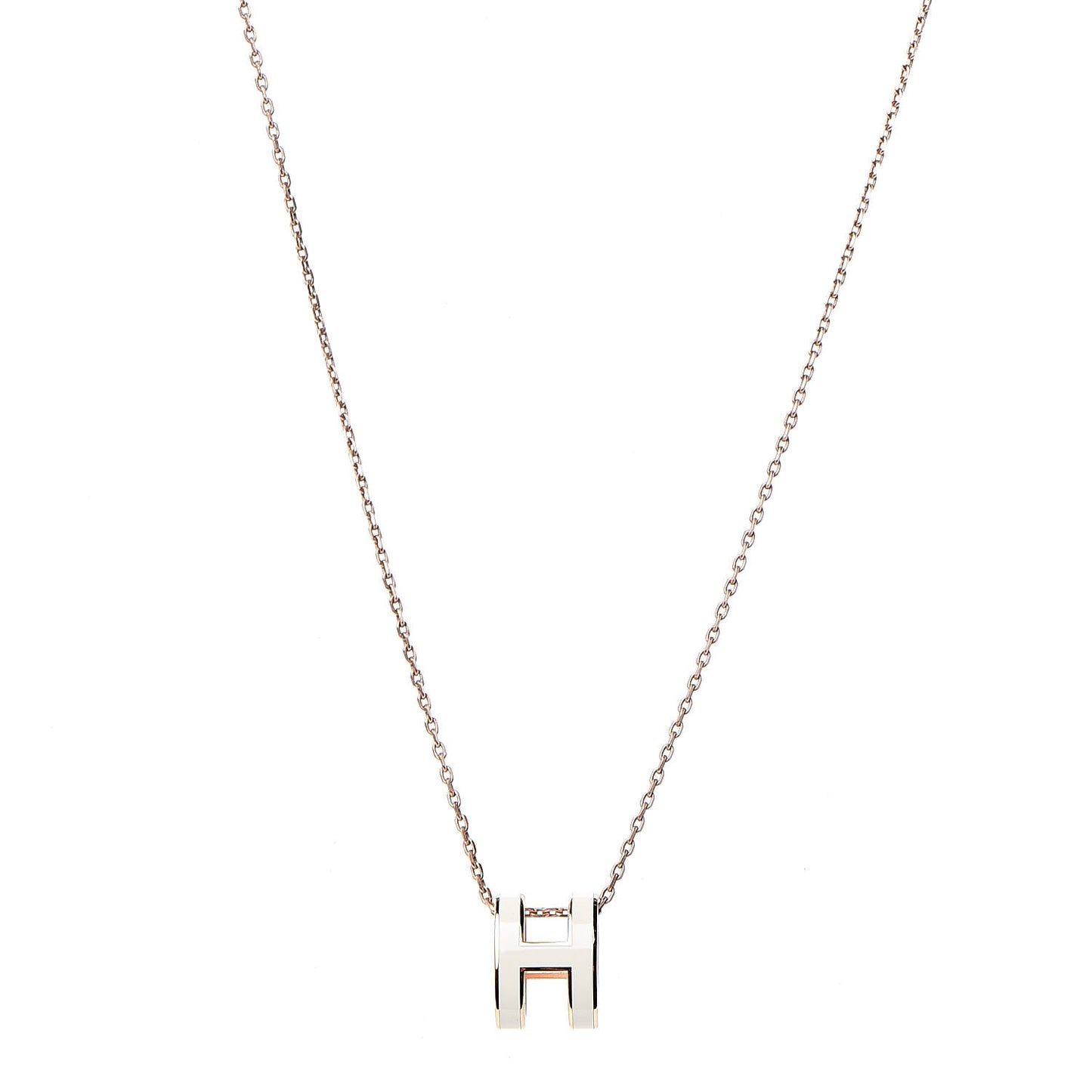 Lacquered Gold Pop H Pendant Necklace White