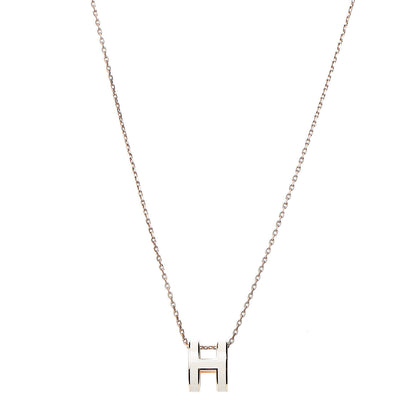 Hermes Lacquered Gold Pop H Pendant Necklace White 1 of 5