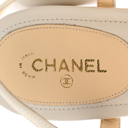 Chanel Calfskin Camellia Thong Sandals 40 White 7 of 8