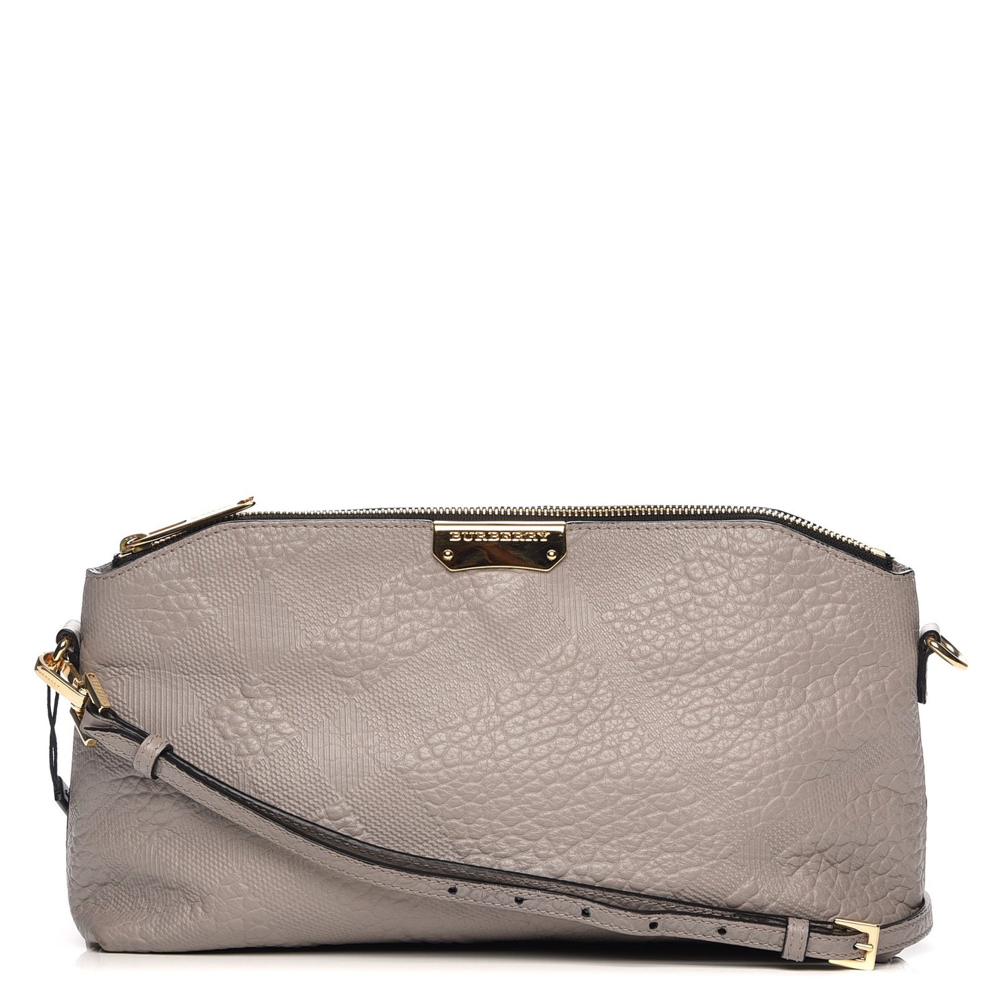 Signature Grain Calfskin Check Embossed Small Chichester Crossbody Clutch Bag Pale Grey