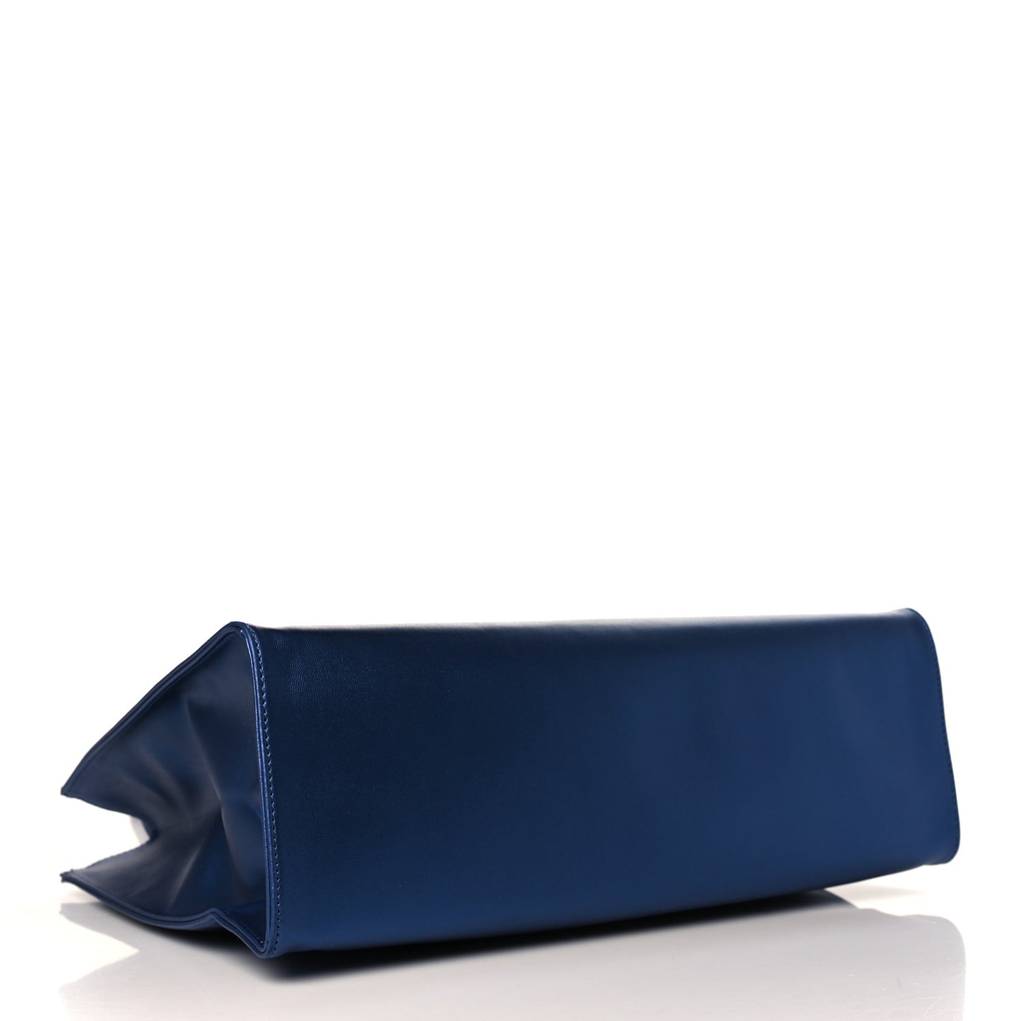 Metallic Vegan Leather Medium Shopping Bag Cobalt