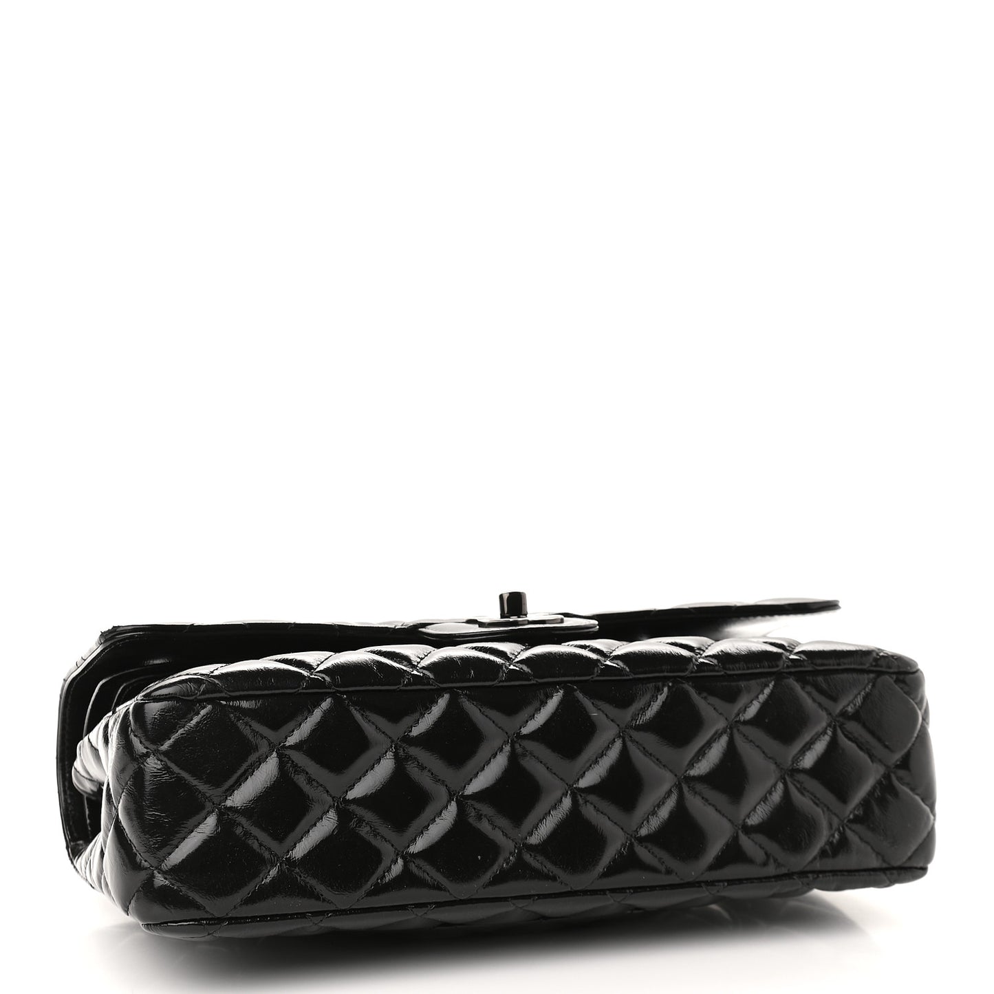 Shiny Crumpled Calfskin Quilted Medium Double Flap So Black