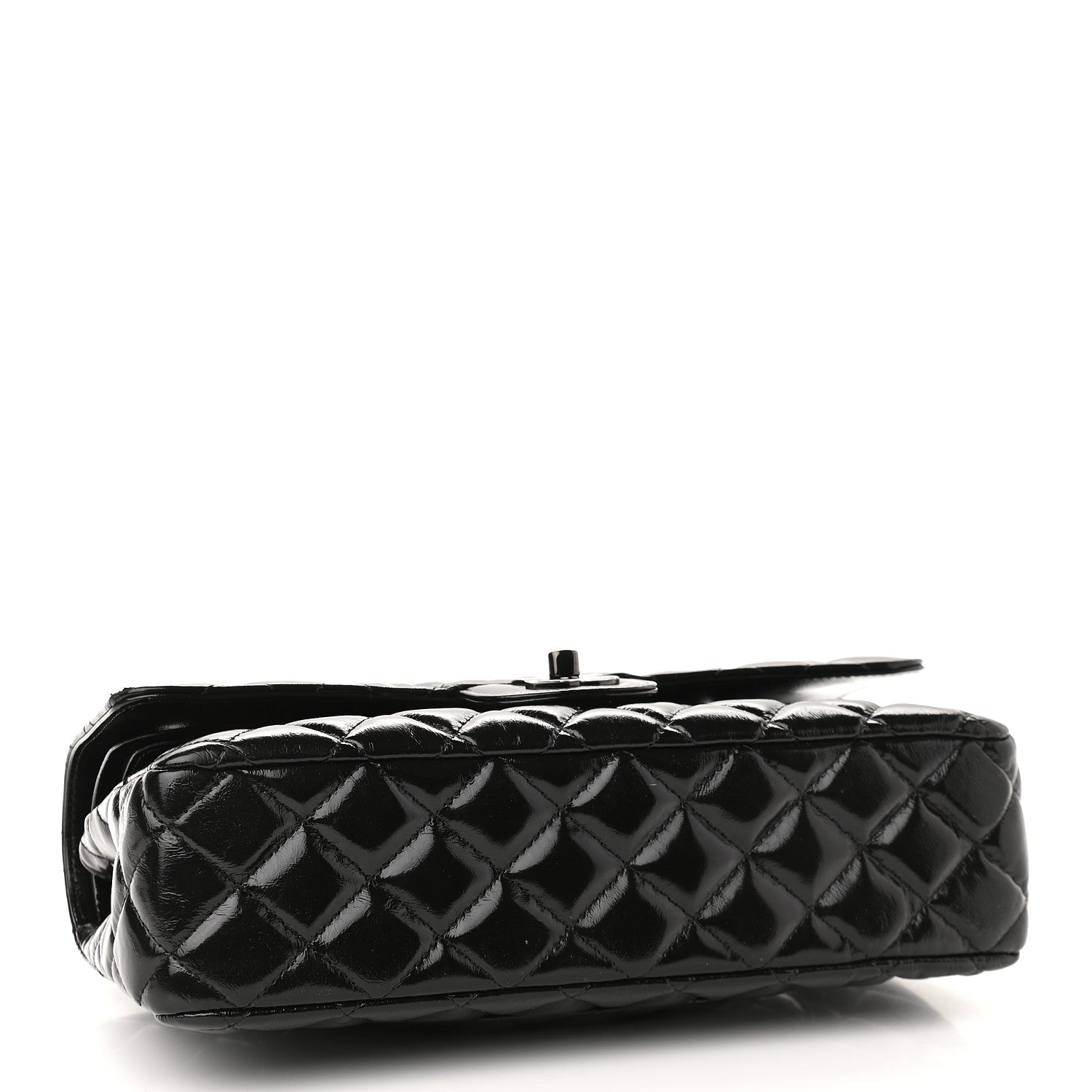 Chanel Shiny Crumpled Calfskin Quilted Medium Double Flap So Black 4 of 9