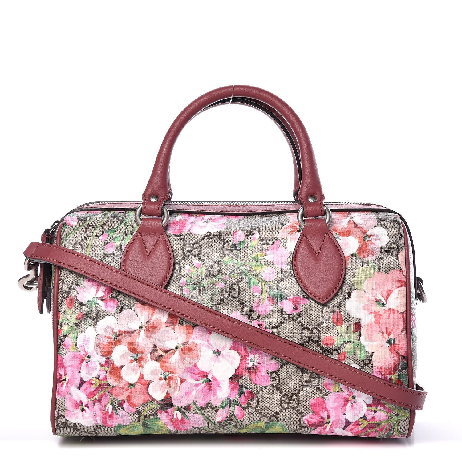 Gucci GG Supreme Monogram Blooms Small Boston Beige Multicolor Dry Rose 1 of 16