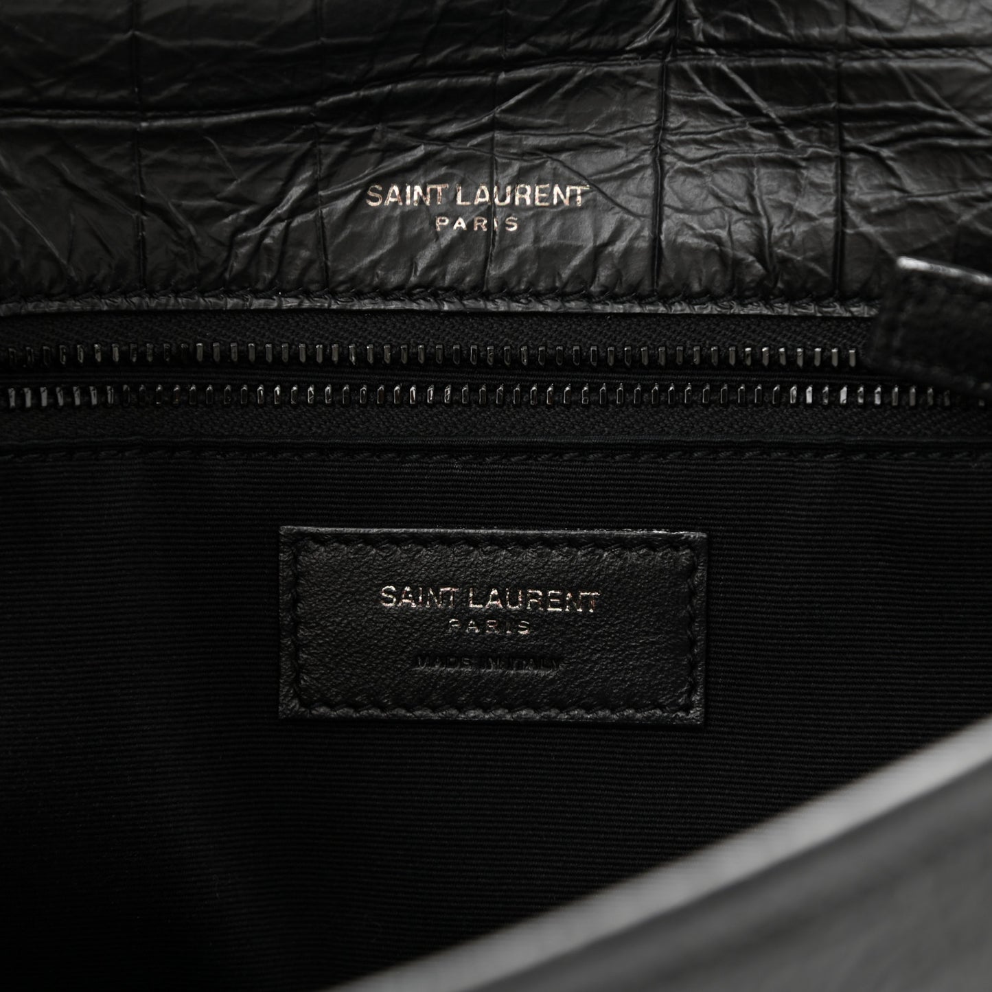 Crinkled Calfskin Matelasse Monogram Medium Niki Chain Satchel Black