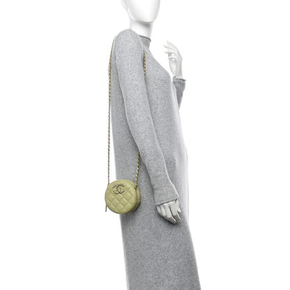 Chanel Caviar Quilted French New Wave Round Clutch With Chain Light Green 2 of 11
