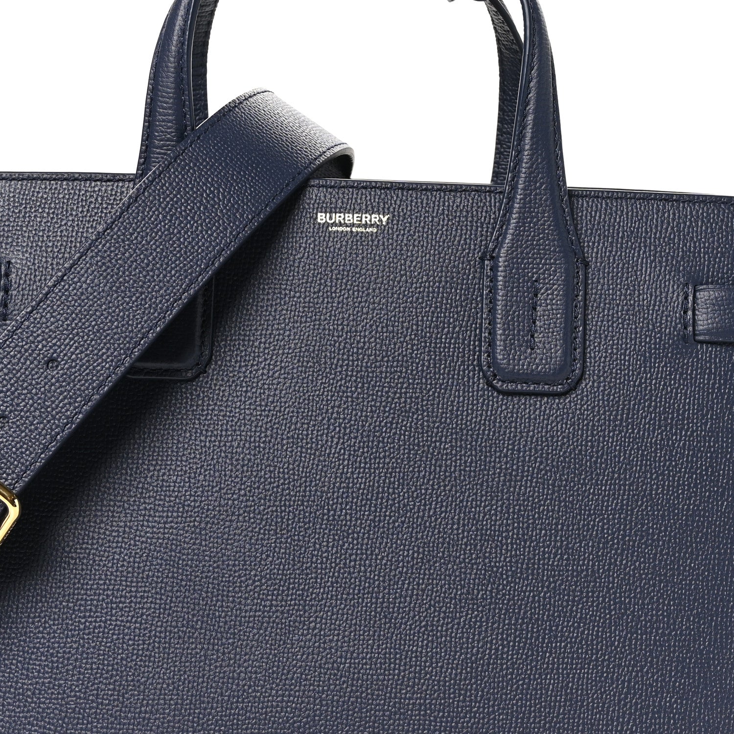 Burberry Derby Calfskin Vintage Check Medium Banner Tote Regency Blue 8 of 10