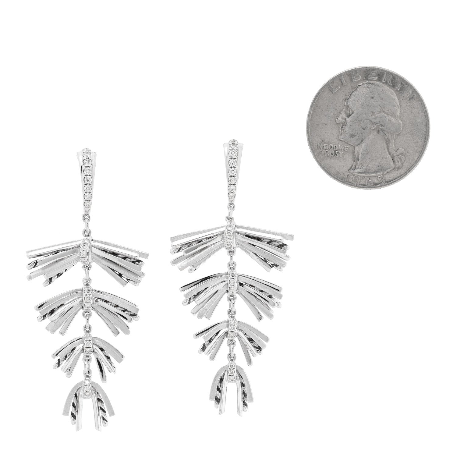 David Yurman Sterling Silver Diamond Angelika Fringe Earrings 2 of 4