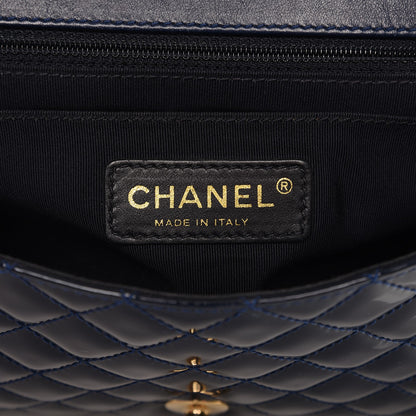 Chanel Patent Calfskin Quilted Valentine Charms Medium Single Flap Navy 6 of 8