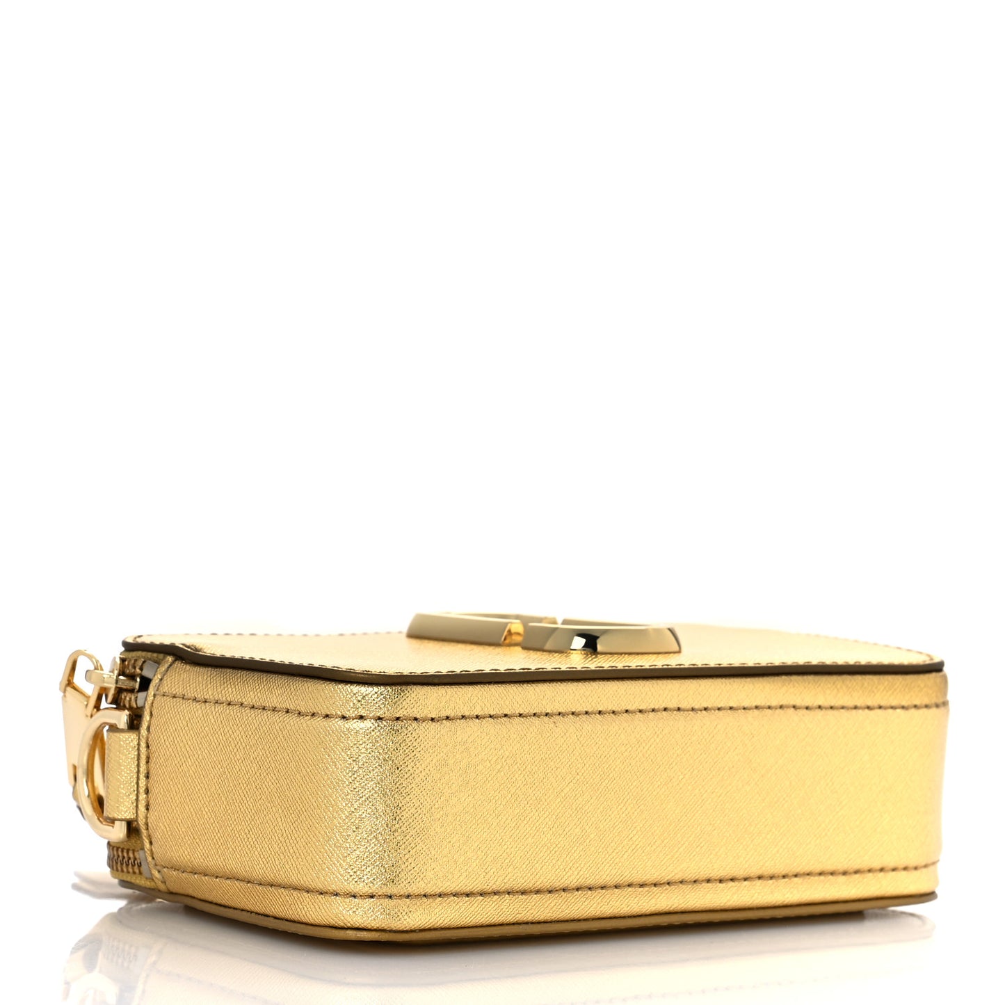 Metallic Saffiano Small Snapshot Camera Bag Gold