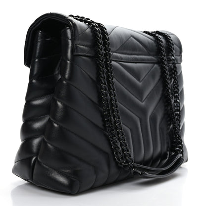 Saint Laurent Calfskin Y Quilted Monogram Monochrome Medium Loulou Chain Satchel Black 3 of 9