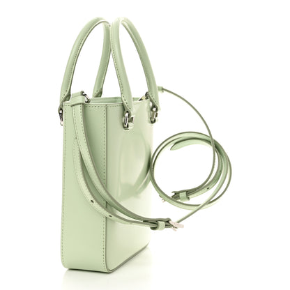 Prada Spazzolato Triangle Small Double Handle Crossbody Tote Acqua 3 of 10