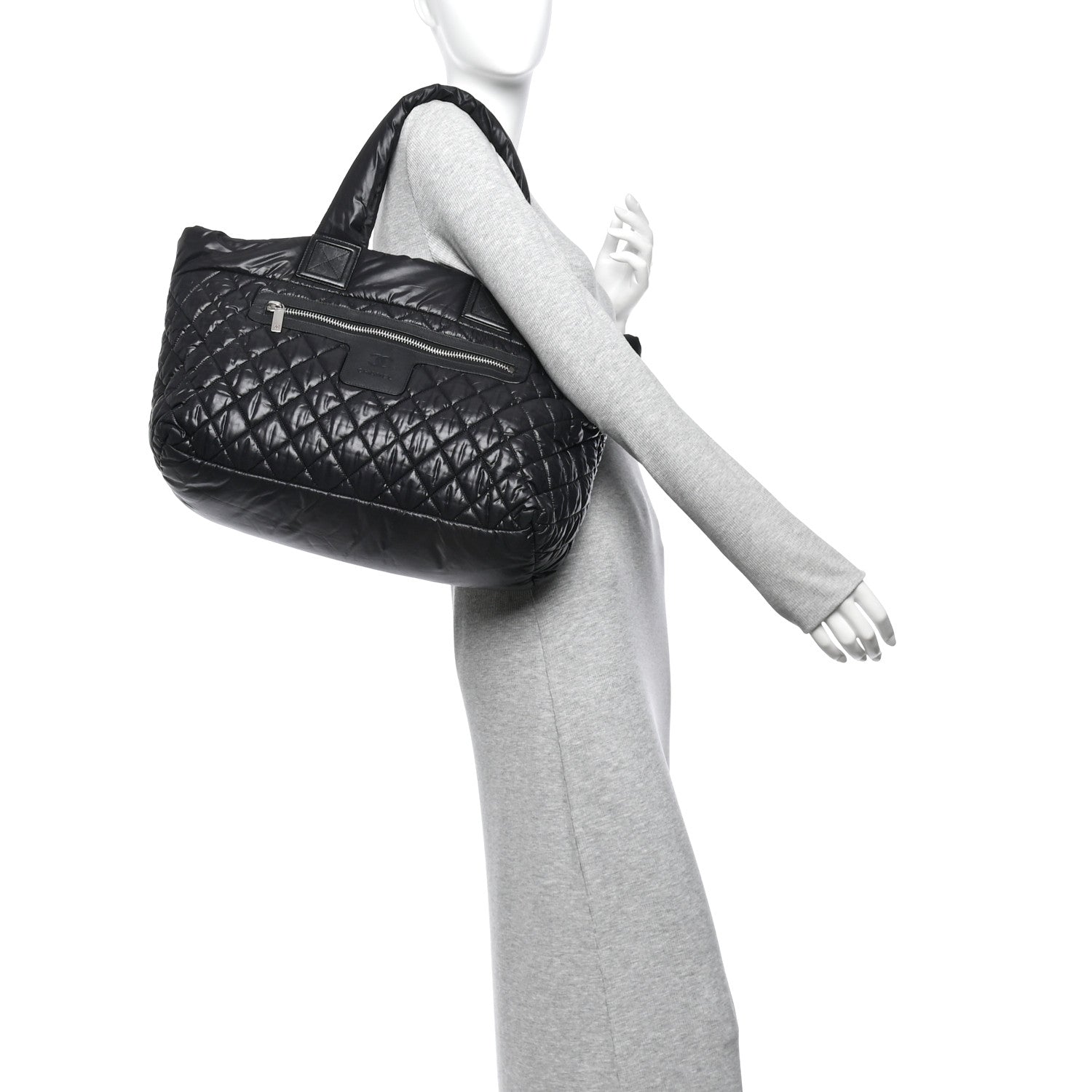 Chanel Nylon Quilted Large Coco Cocoon Tote Black 2 of 12