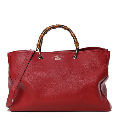 Gucci Calfskin Large Bamboo Shopper Tote Red 1 of 4