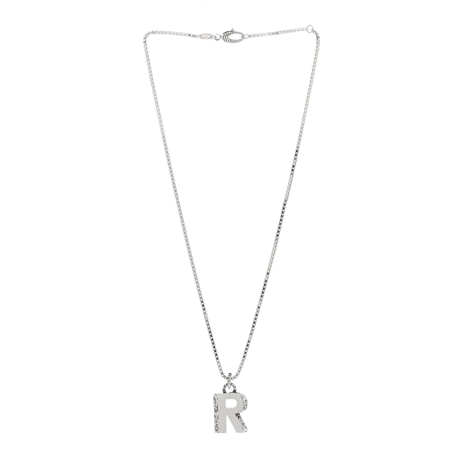 Gucci Sterling Silver Letter R Pendant Necklace 3 of 4