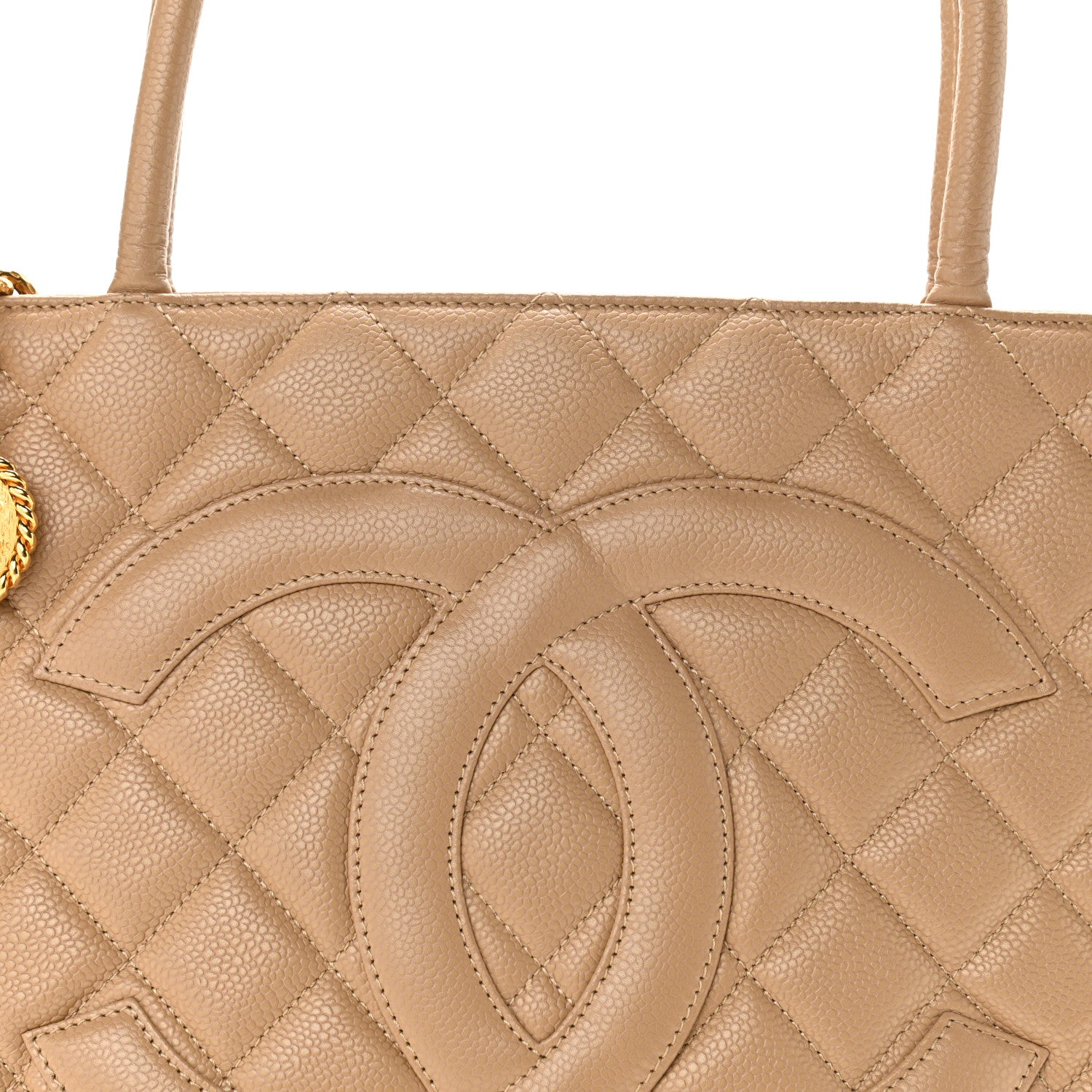 Chanel Caviar Quilted Medallion Tote Beige 8 of 12