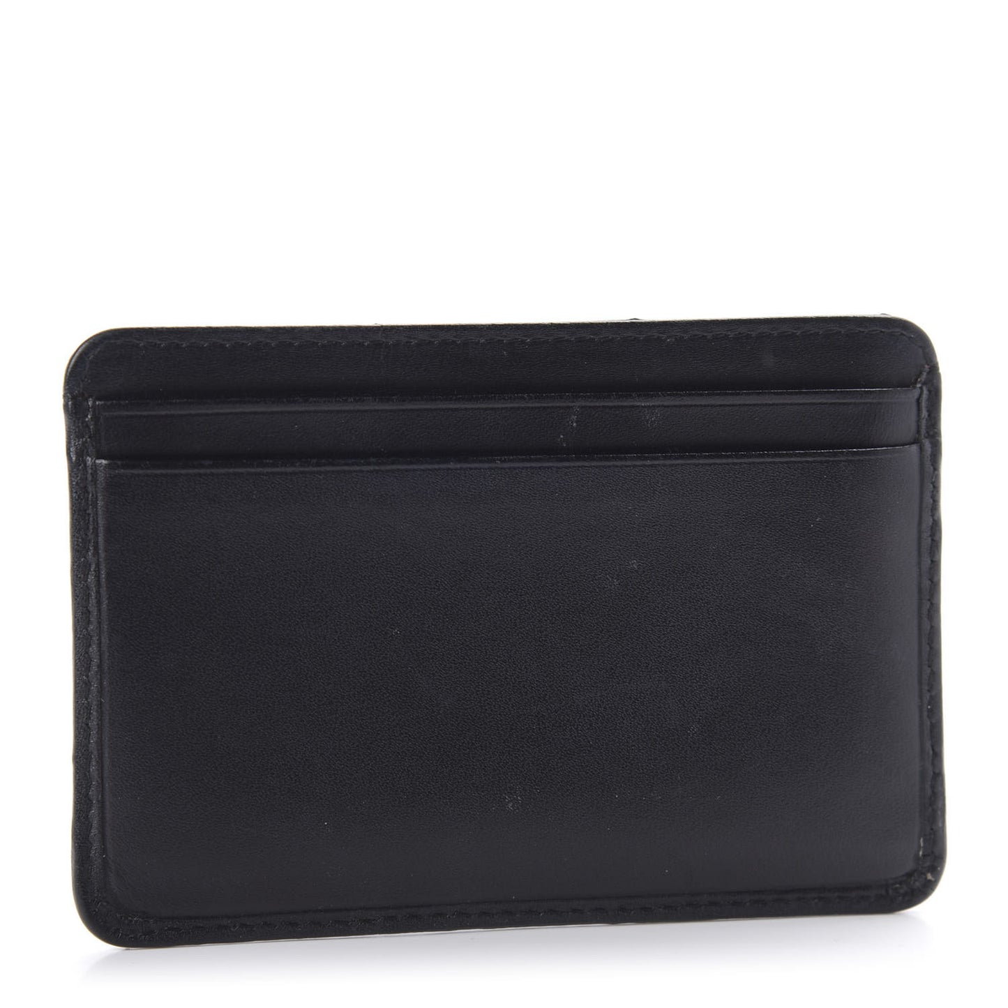 Calfskin Quilted Cambon Card Holder Black