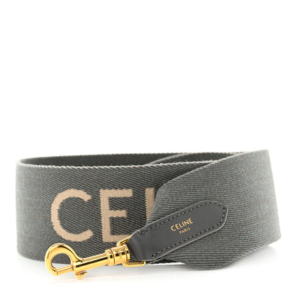 Celine Jacquard Wool Logo Short Strap Grey White 1 of 6