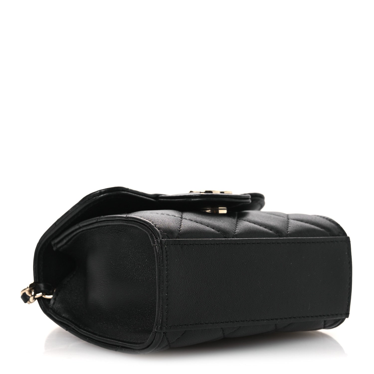 Chanel Lambskin Quilted Top Handle Flap Clutch With Chain Black 4 of 11