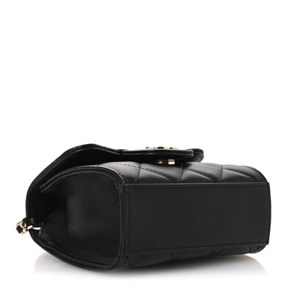 Chanel Lambskin Quilted Top Handle Flap Clutch With Chain Black 4 of 11