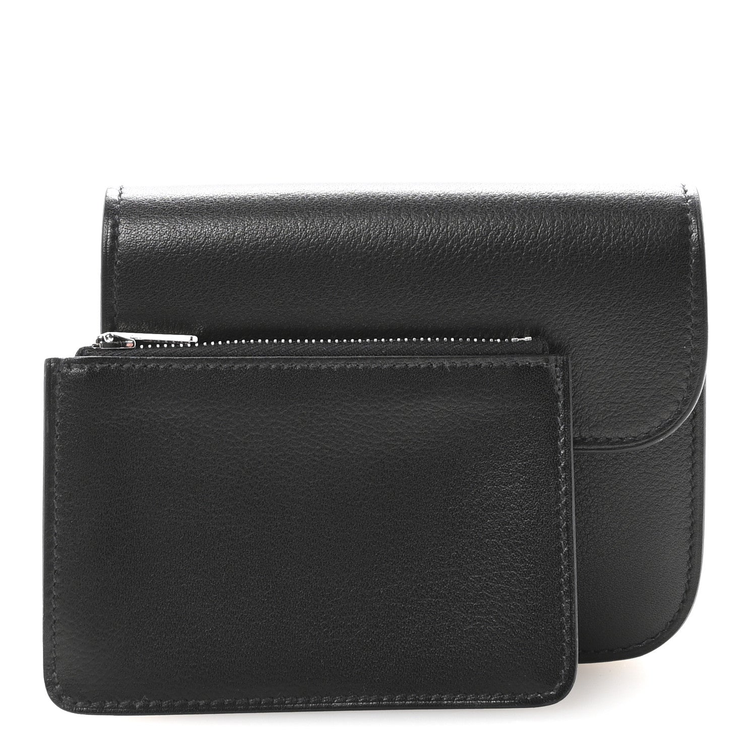 【値下げ中】HERMES ブラックレザー ケース Hermes Evergrain Lizard Constance Slim Wallet Black 1842229