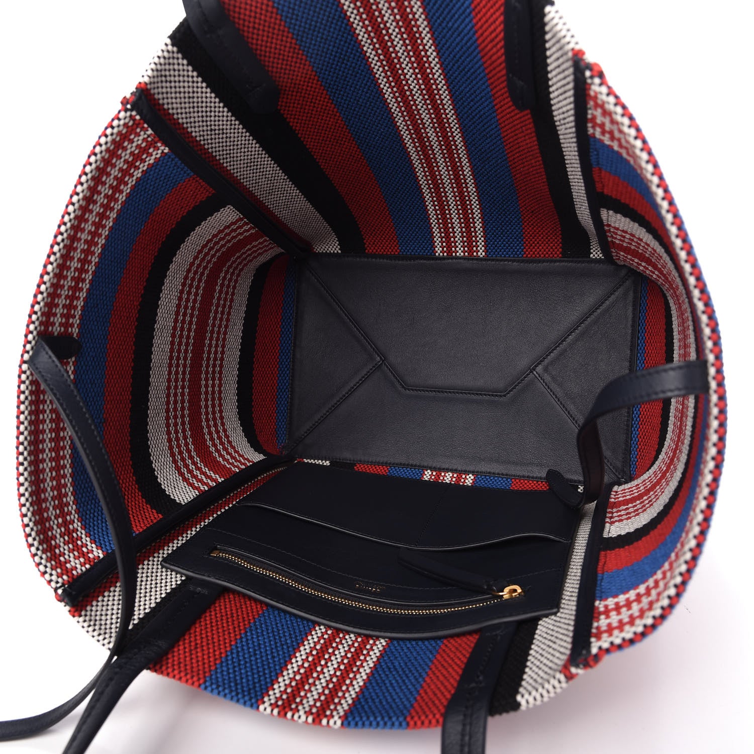Celine Textile Striped Small Horizontal Cabas Phantom Navy Blue 5 of 9