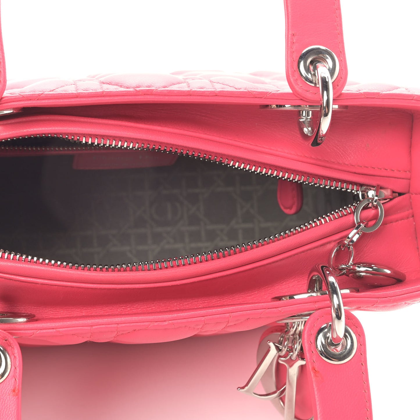Lambskin Cannage Medium Lady Dior Fuchsia