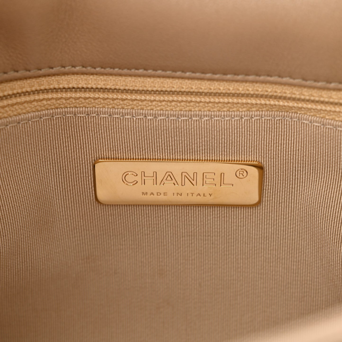 Lambskin Quilted Medium Chanel 19 Flap Dark Beige