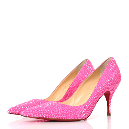 Christian Louboutin Veau Velours Strass Clare 80 Pumps 37.5 Diva Pink Fluo 3 of 7