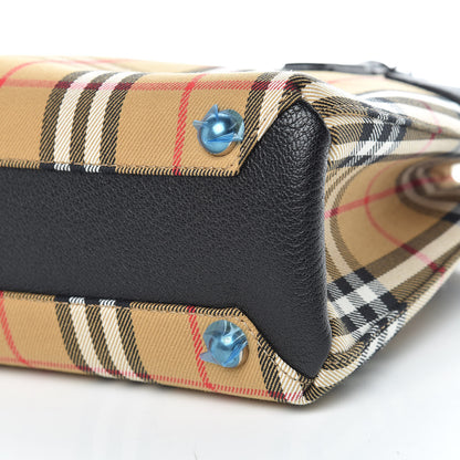 Burberry Goatskin Vintage Check Small Banner Tote Black 7 of 11