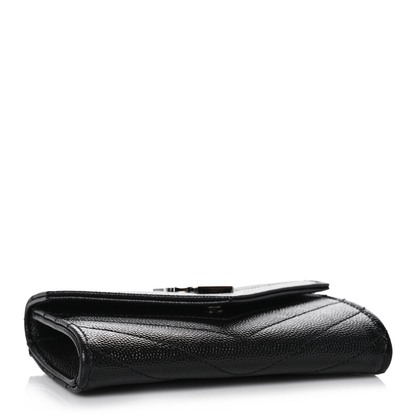 Grain De Poudre Matelasse Chevron Small Monogram Envelope Wallet Black